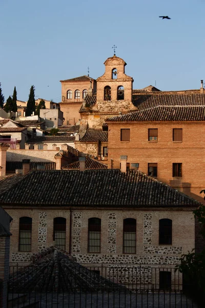 Vertical View Ancient Cityscape Sunset Toledo Spain — Stock Photo, Image