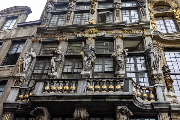 Detalhe Fachada Grand Place Bruxelas Bélgica Europa — Fotografia de Stock