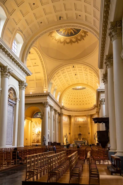 Uma Foto Panorâmica Interior Igreja Saint Jacques Sure Coudenberg Bruxelas — Fotografia de Stock