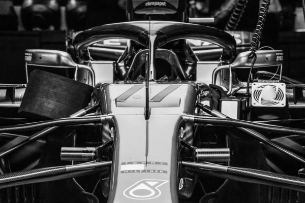 Uma Foto Branca Preta Carros Corrida Autodromo Nazionale Monza Itália — Fotografia de Stock