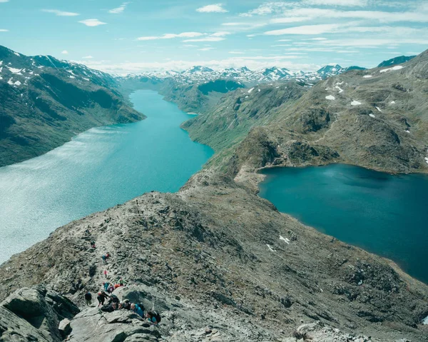 Links Der Gjende See Und Rechts Der Bessvatnet See Norwegen — Stockfoto