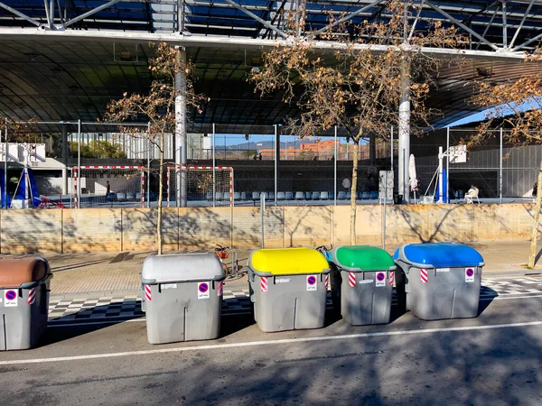 Trash Containers Sideroad Barcelona — Stock Photo, Image