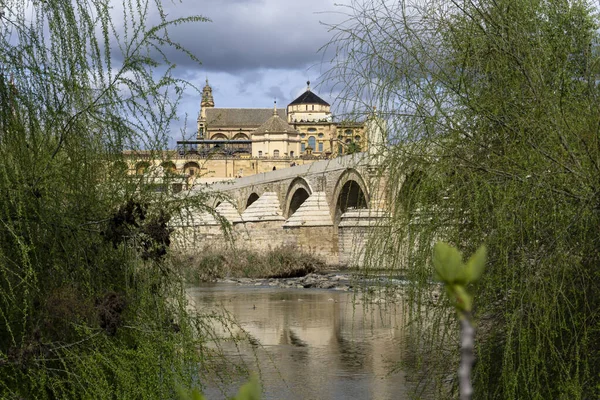 Római Híd Mecset Katedrális Guadalquivir Folyó Cordoba Spanyolország — Stock Fotó