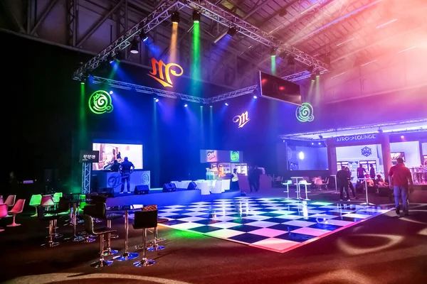 Una Pista Ballo Vuota Evento Festa Coperto Con Luci Colorate — Foto Stock