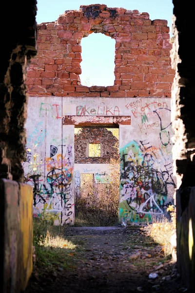 Houghton Michigan Abd Renkli Graffitilerle Kaplı Eski Bir Peynir Fabrikasının — Stok fotoğraf