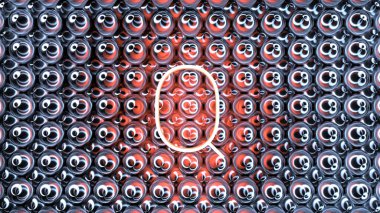 Soyut, pürüzsüz bir arkaplanda izole edilmiş neon bir mektubun çizimi