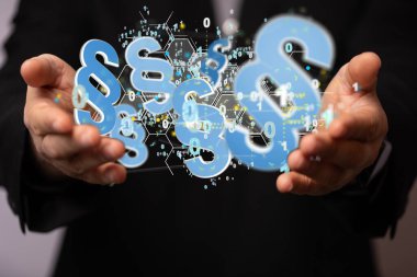 Kanun ve Adaletin sembolü elinde bir adamın resmi.