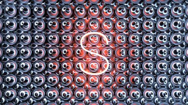 Soyut, pürüzsüz bir arkaplanda izole edilmiş neon bir mektubun çizimi