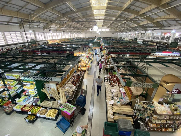 Vue Vers Bas Mouvement Des Clients Sein Marché Municipal Curitiba — Photo