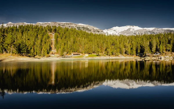 Una Foto Árboles Naturaleza Lago Caumasee Cerca Flims Los Grisones — Foto de Stock