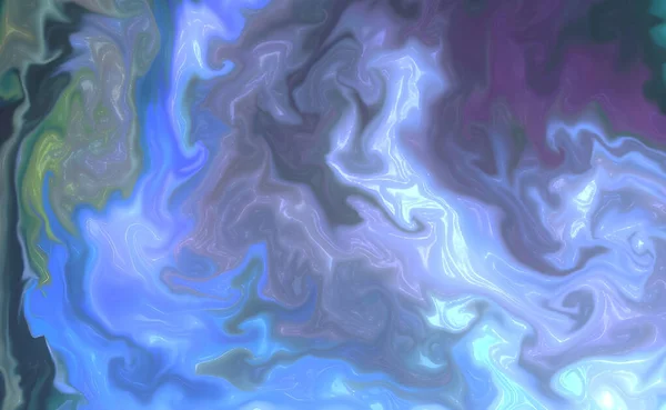 Una Pintura Acrílica Azul Con Formas Onduladas Fluidas —  Fotos de Stock