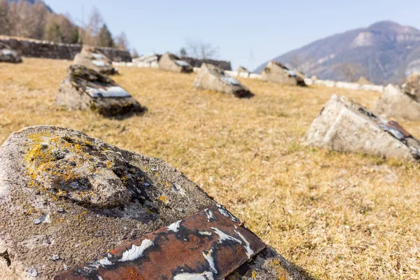 Detailní Záběr Náhrobků Vojáků První Světové Války Severní Itálie — Stock fotografie