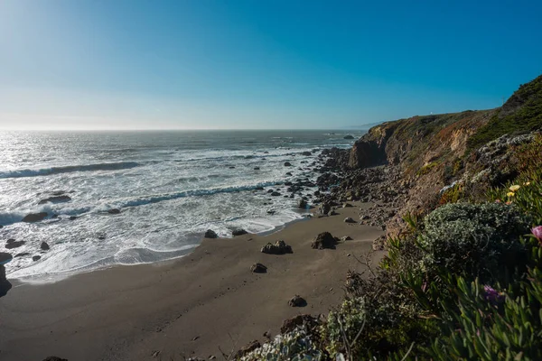 Blue Sky Sea Captured Sandy Beach Bodega Bay California — Stock Photo, Image