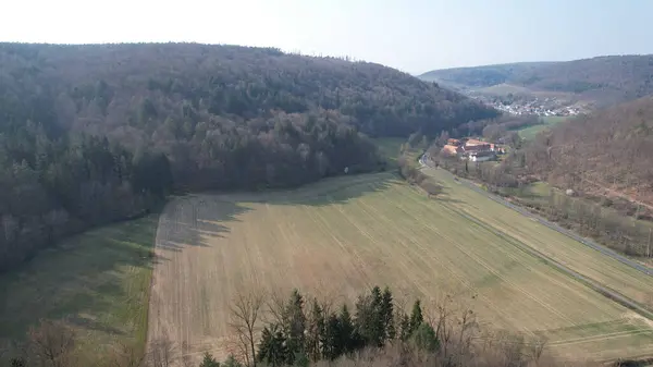 Panoramic View Road Field — Stock Photo, Image