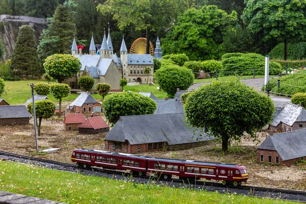 Železnice Mini Europe Miniaturní Historické Evropské Budovy Park Bruselu Belgie — Stock fotografie