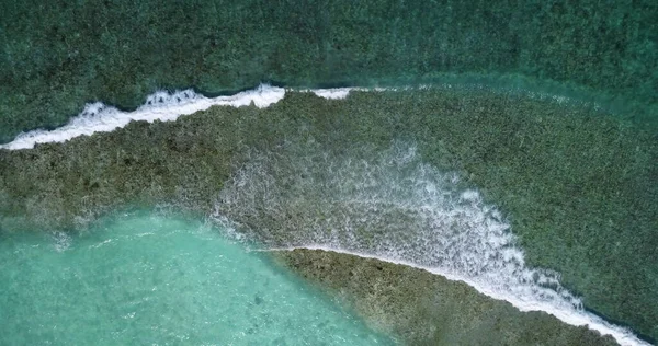 Una Toma Aérea Arrecifes Coral Bajo Aguas Tranquilas Mar —  Fotos de Stock