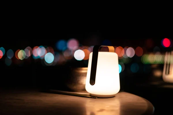 Illuminated Candle Bulb Silky Blurred Background — Stock Photo, Image