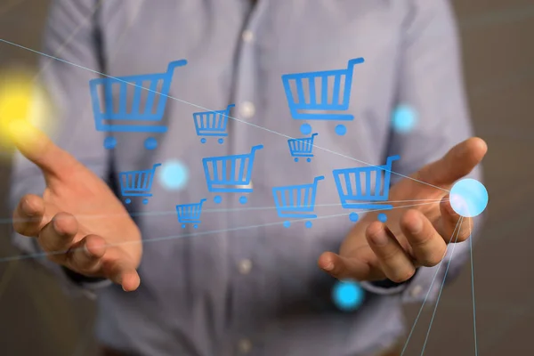 Person Presenting Virtual Projection Commerce — Stock Photo, Image