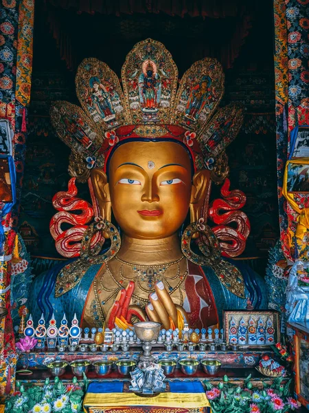 Vertical Portrait Buddha Thiksey Monastery Ladakh India — Stock Photo, Image