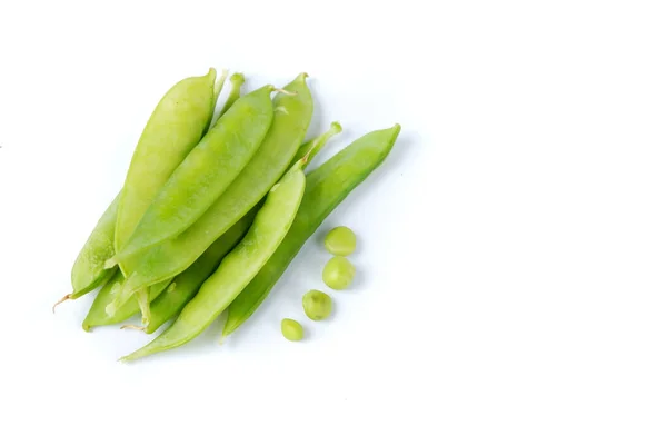 Green Peas Stock White Background — Stock Photo, Image