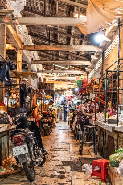 Μια Κάθετη Των Πωλητών Μια Αγορά Τροφίμων Πνομ Πενχ Κάτω — Φωτογραφία Αρχείου