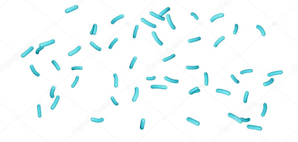 A blue  sprinkles, granules isolated on white background and texture 3d illustration