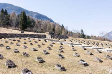 Birinci Dünya Savaşı 'nda ölen askerlerin mezarlıklarının mezar taşları.