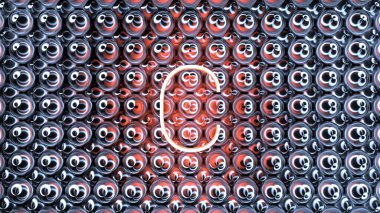 Soyut, pürüzsüz bir arkaplanda izole edilmiş neon bir mektubun çizimi