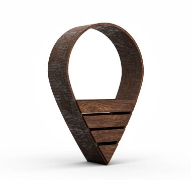 Beyaz arkaplanda izole edilmiş ahşap bir işaret. 3D illüstrasyon