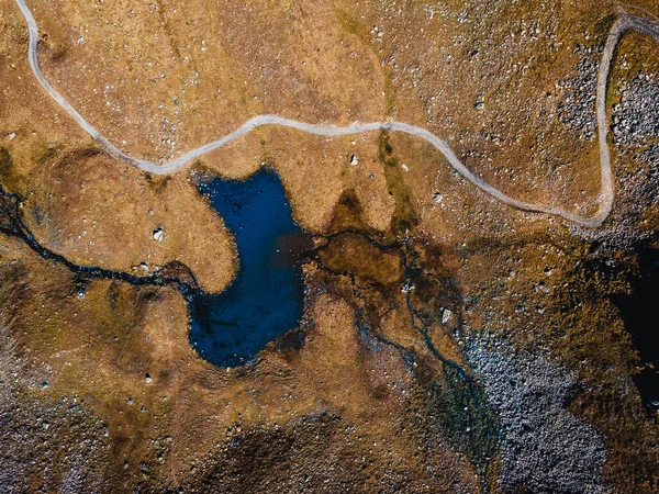 Bird Eye View Lake Narrow Road Hochjoch Austria — Stock Photo, Image