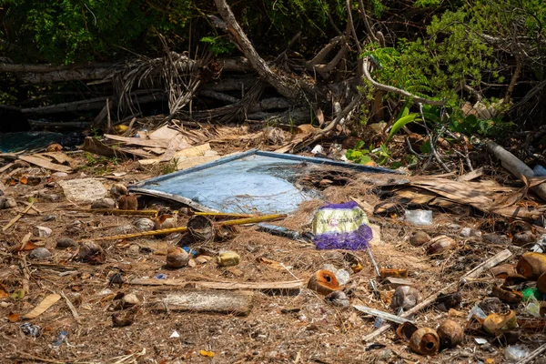 Het Plastic Afval Het Strand San Pedro Macorís Dominicaanse Republiek — Stockfoto