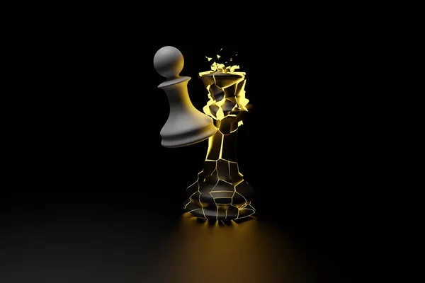 Pawn Chess Piece Shatters King Piece — Stock Photo, Image