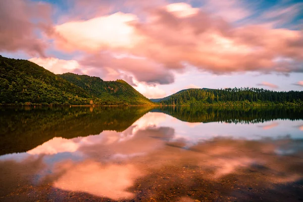 Ein Faszinierender Blick Auf Einen Ruhigen Von Bäumen Umgebenen See — Stockfoto