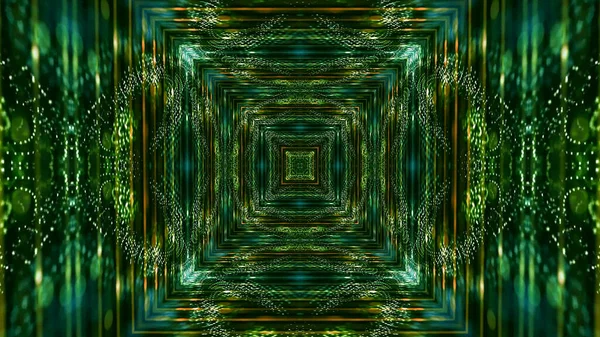 Uma Ilustração Padrão Caleidoscópio Quadrado Verde Marrom — Fotografia de Stock