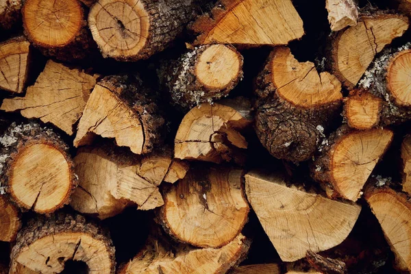 Closeup Shot Stack Cut Firewood Densely Arranged Top Each Other — Stock Photo, Image