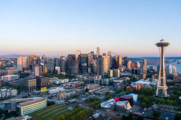 Una Vista Aerea Del Paesaggio Urbano Del Centro Seattle Washington — Foto Stock