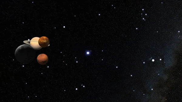 Een Prachtig Shot Van Planeten Statige Zwarte Hemel Met Sterrenstelsel — Stockfoto