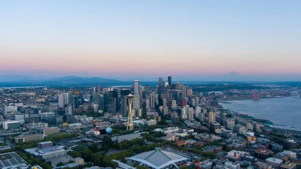 Aerial View Cityscape Downtown Seattle Washington Sunset — Stock Photo, Image