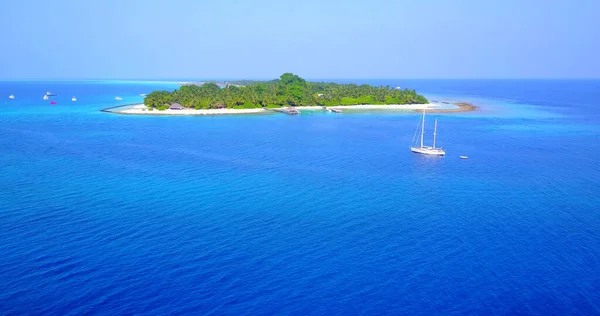 海の真ん中に木のある島の空中風景 — ストック写真