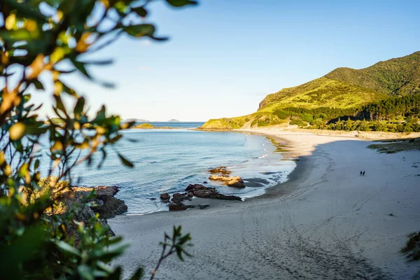 Beautiful Landscape View Ocean Beach Green Cliffs Blue Sky Sunny — Stock Photo, Image