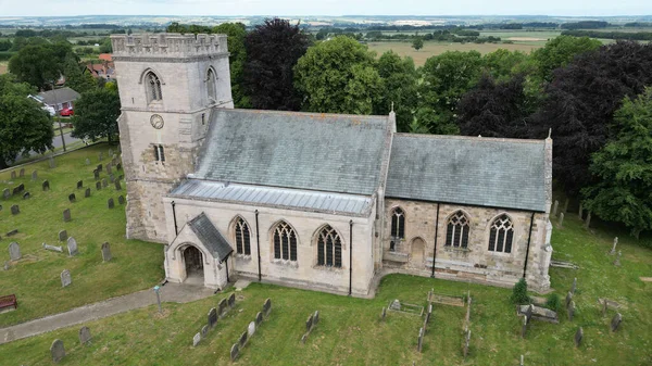 Aerial View Hilda Church Greenery Sherburn North Yorkshire England — Stock Photo, Image
