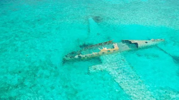 Famoso Avião Staniel Cay Naufragou Perto Ilha Compass Cay Exumas — Fotografia de Stock