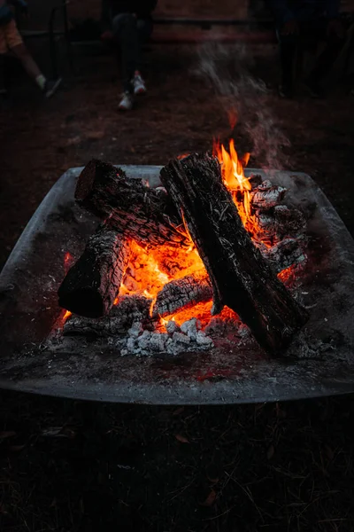 Şöminede Yanan Ateşin Dikey Görüntüsü — Stok fotoğraf