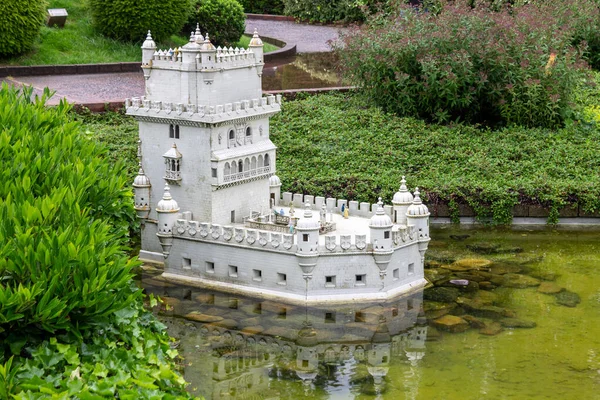 Model Wieży Belem Parku Miniaturowych Zabytków Brukseli Belgia Europa — Zdjęcie stockowe