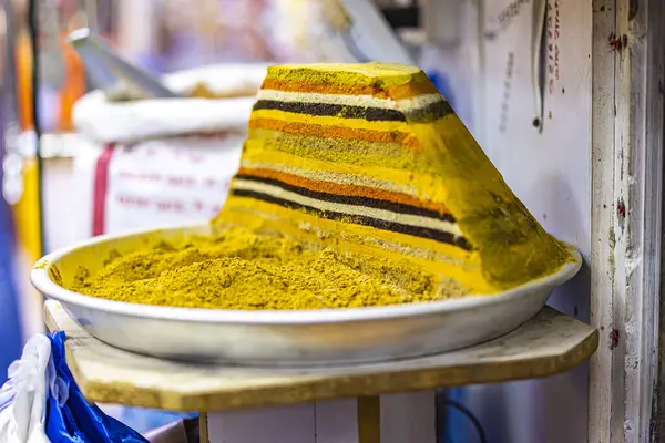 Colorful Spice Mound Display Street Market — Stock Photo, Image