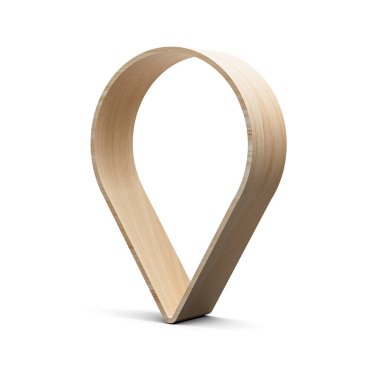 Beyaz arkaplanda izole edilmiş 3 boyutlu bir ahşap çizim imleci