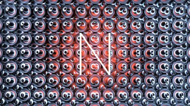 Soyut, pürüzsüz bir arkaplanda izole edilmiş neon bir mektubun çizimi