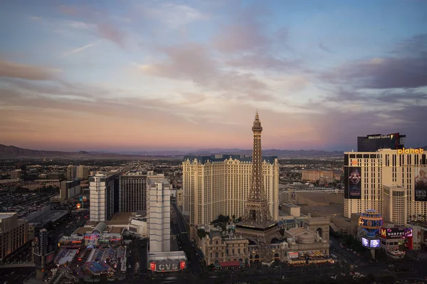 Una Vista Angolo Alto Della Las Vegas Strip Tramonto — Foto Stock