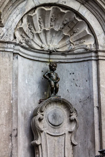 Famous Manneken Pis Statue Fountain Brussels Belgium Europe — Stock Photo, Image