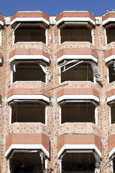 Vertical Frontal Shot Abandoned Destroyed Building Balconies Bremen Germany — Stock Photo, Image